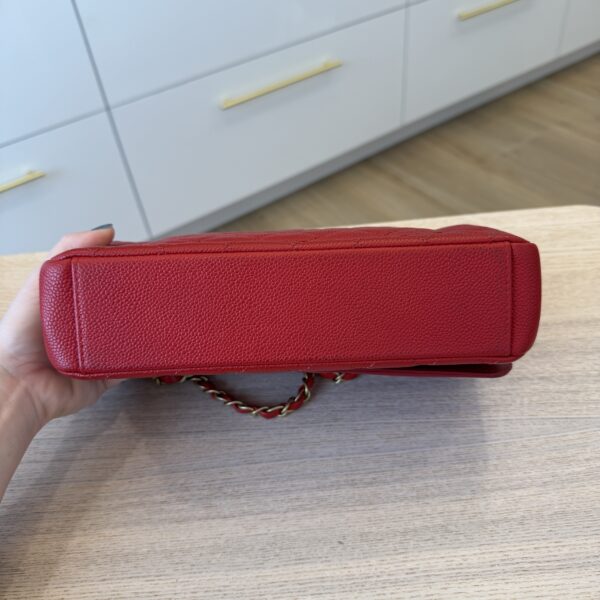 Chanel Filigree Flap Bag Quilted Caviar Medium Red Gold Hardware