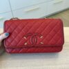 Chanel Filigree Flap Bag Quilted Caviar Medium Red Gold Hardware