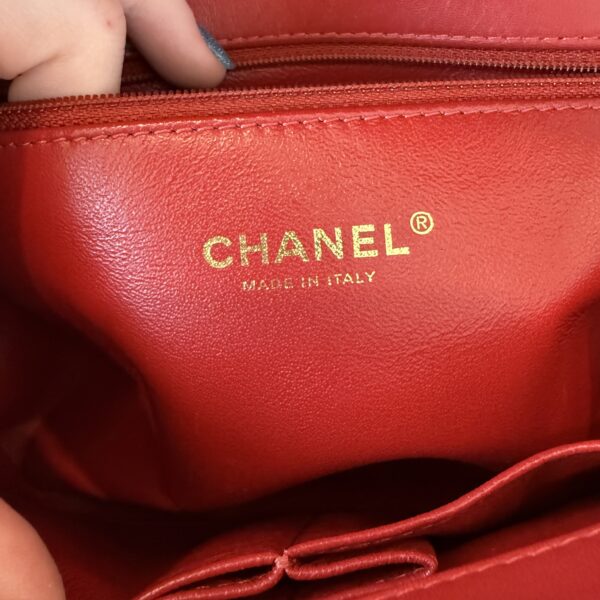 Chanel Filigree Flap Bag Quilted Caviar Medium Red Gold Hardware