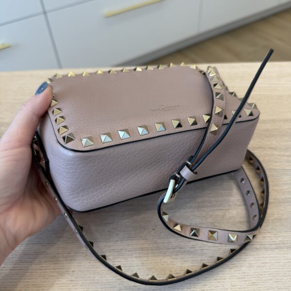 VALENTINO GARAVANI Pebbled Calfskin Rockstud Camera Crossbody Bag