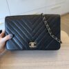 Chanel Calfskin Chevron Quilted Large Statement Flap Black
