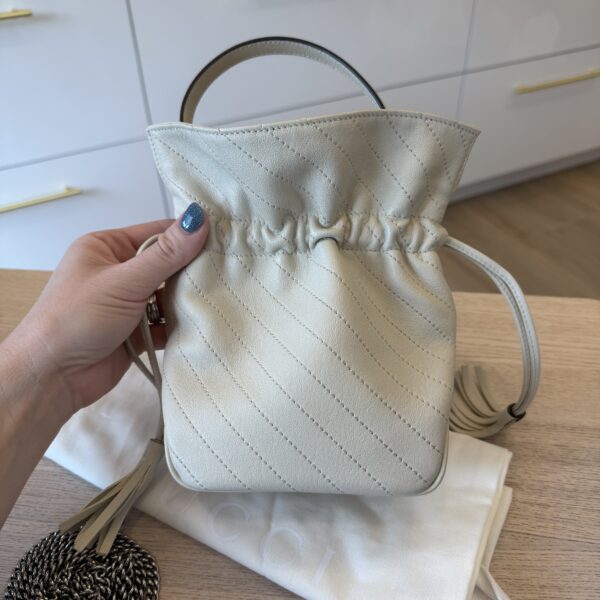 Gucci Blondie NM Bucket Bag Diagonal Quilted Leather Mini White
