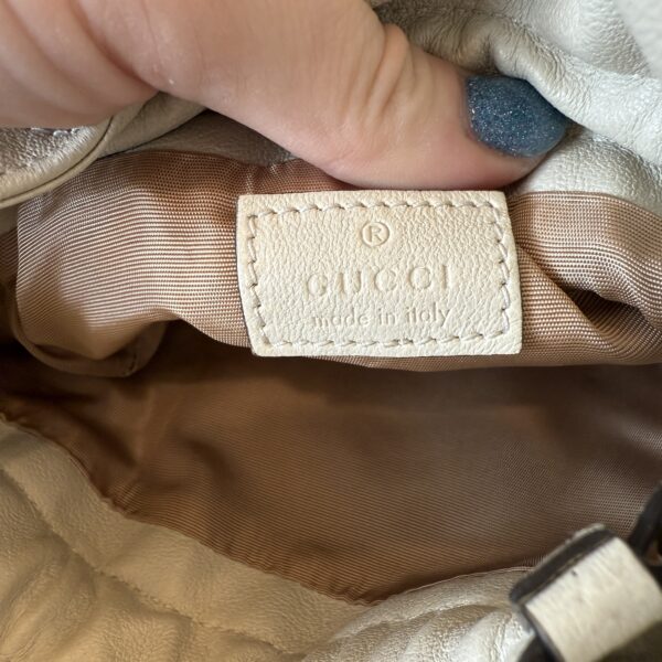Gucci Blondie NM Bucket Bag Diagonal Quilted Leather Mini White