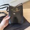 SAINT LAURENT Le 5 a 7 Vertical Shoulder Bag Leather Mini Patent Black Silver Hardware