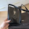 SAINT LAURENT Le 5 a 7 Vertical Shoulder Bag Leather Mini Patent Black Silver Hardware