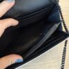 Saint Laurent Envelope Quilted Leather Chain Wallet Cream Black and White