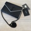 Saint Laurent Envelope Quilted Leather Chain Wallet Cream Black and White