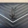 Saint Laurent Envelope Quilted Leather Chain Wallet Cream Black and White