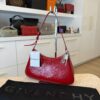 Givenchy Lucky Lock Small Embellished Glossed Textured-Leather Shoulder Bag Red
