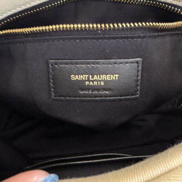 Saint Laurent YSL Puffer Toy Bag In Jersey Cool Beige and Gold Hardware