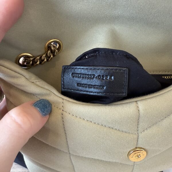 Saint Laurent YSL Puffer Toy Bag In Jersey Cool Beige and Gold Hardware