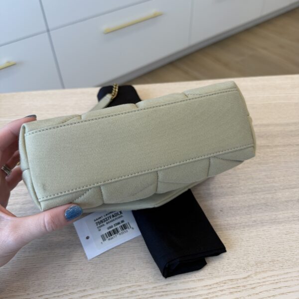 Saint Laurent YSL Puffer Toy Bag In Jersey Cool Beige and Gold Hardware