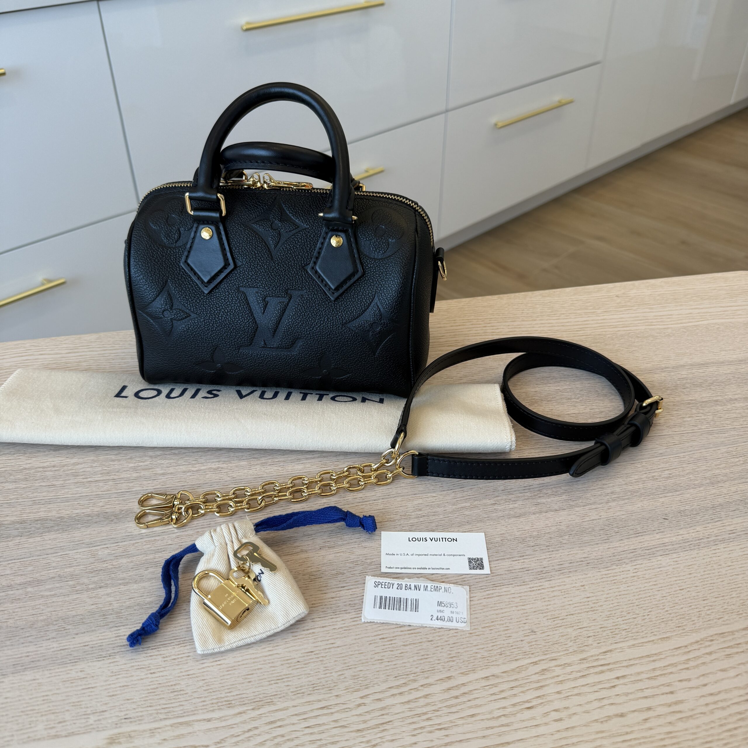 Louis Vuitton Speedy Bandouliere Bag Monogram Empreinte Giant 20 Black