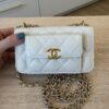 Chanel Caviar Quilted Pocket Twins Clutch With Chain White