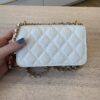 Chanel Caviar Quilted Pocket Twins Clutch With Chain White