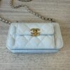 Chanel Caviar Quilted Pocket Twins Clutch With Chain White