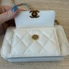 Chanel Caviar Quilted Pocket Twins Clutch With Chain White