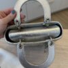 Christian Dior Metallic Grained Calfskin Cannage Small Lady Dior Silver Silver Hardware