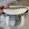 Christian Dior Metallic Grained Calfskin Cannage Small Lady Dior Silver Silver Hardware