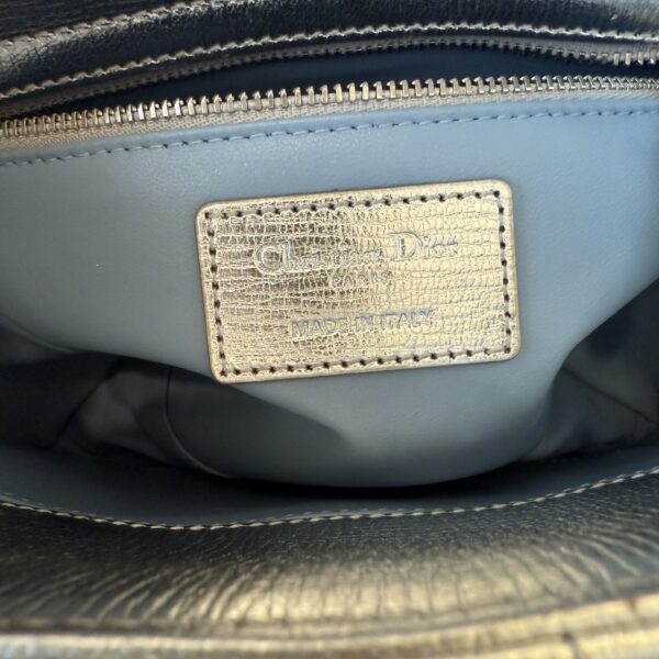 Christian Dior Metallic Grained Calfskin Cannage Small Lady Dior Silver Silver Hardware