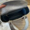 Christian Dior Metallic Grained Calfskin Cannage Small Lady Dior Silver Silver Hardware