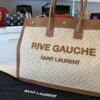 SAINT LAURENT YSL Raffia Calfskin Rive Gauche Tote Naturale Tan