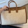 SAINT LAURENT YSL Raffia Calfskin Rive Gauche Tote Naturale Tan