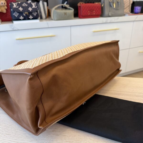 SAINT LAURENT YSL Raffia Calfskin Rive Gauche Tote Naturale Tan