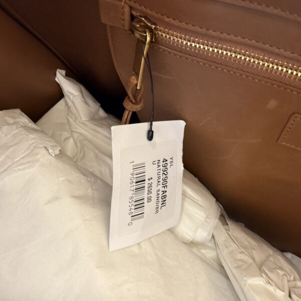 SAINT LAURENT YSL Raffia Calfskin Rive Gauche Tote Naturale Tan