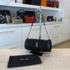 SAINT LAURENT YSL Black Raffia Small Cassandre Tube Bag Gold Hardware