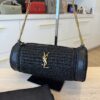 SAINT LAURENT YSL Black Raffia Small Cassandre Tube Bag Gold Hardware