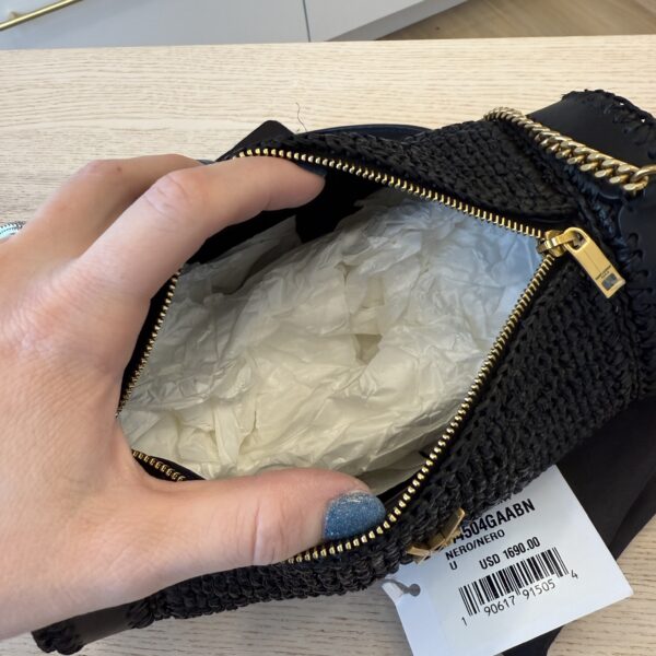 SAINT LAURENT YSL Black Raffia Small Cassandre Tube Bag Gold Hardware