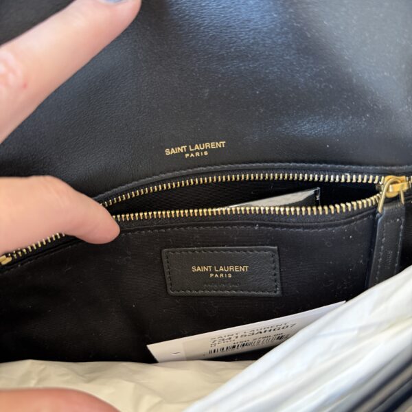 Saint Laurent Calypso Small YSL Shoulder Bag in Patent Padded Leather Black Gold Hardware