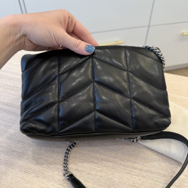 Saint Laurent Puffer Toy Bag In Quilted Lambskin Black and Silver Hardware