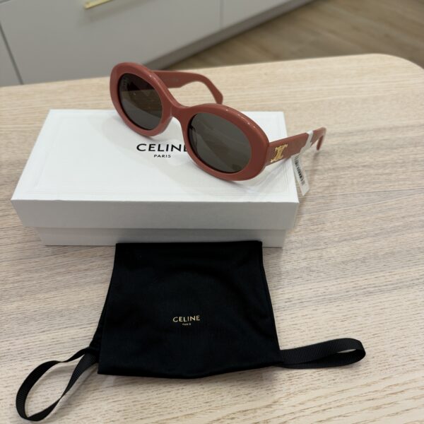 Celine Sunglasses Triomphe Oval Shiny Pink Smoke