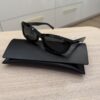 SAINT LAURENT Logo Acetate Cat-Eye Sunglasses SHINY SOLID BLACK