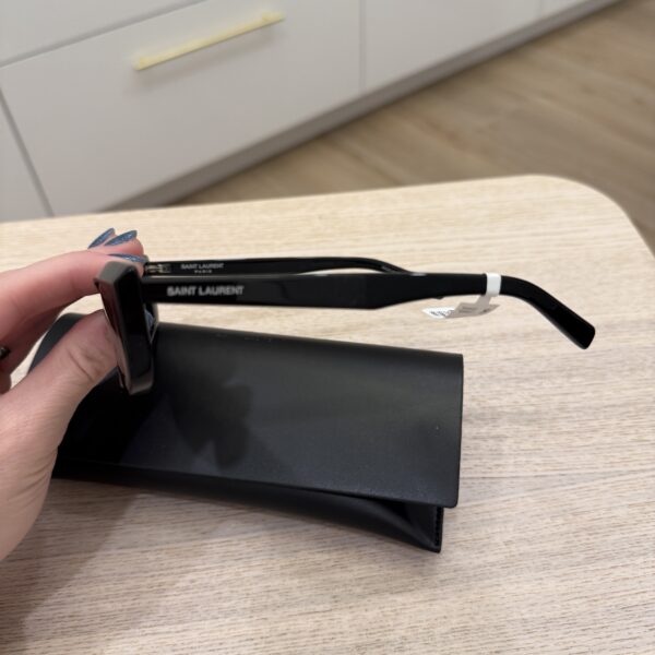 SAINT LAURENT Logo Acetate Cat-Eye Sunglasses SHINY SOLID BLACK