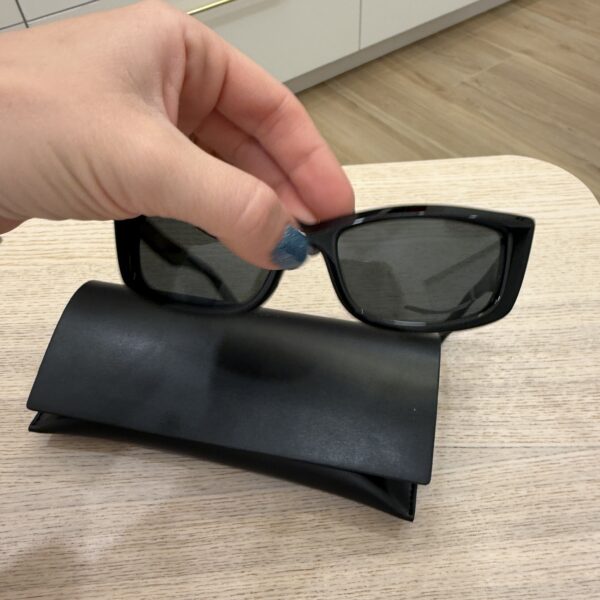 SAINT LAURENT Logo Acetate Cat-Eye Sunglasses SHINY SOLID BLACK