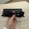 SAINT LAURENT Logo Acetate Cat-Eye Sunglasses SHINY SOLID BLACK