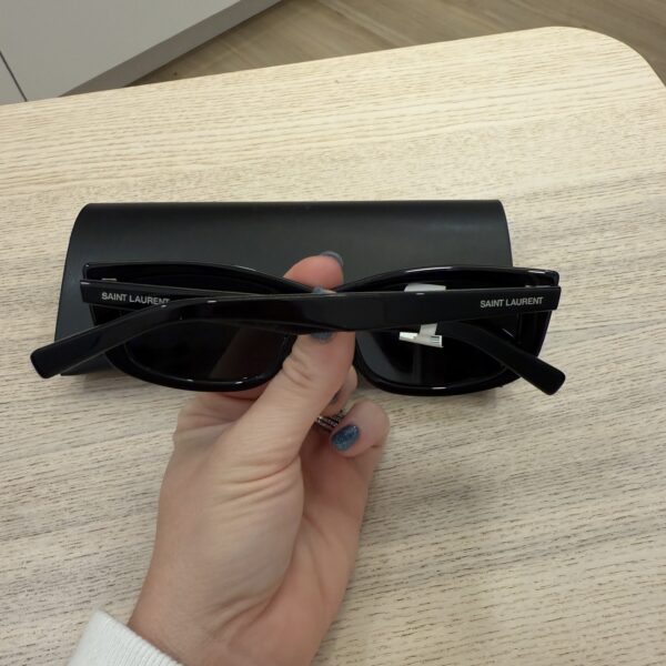 SAINT LAURENT Logo Acetate Cat-Eye Sunglasses SHINY SOLID BLACK