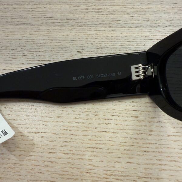 SAINT LAURENT Tonal Logo Acetate Round Sunglasses SHINY SOLID BLACK