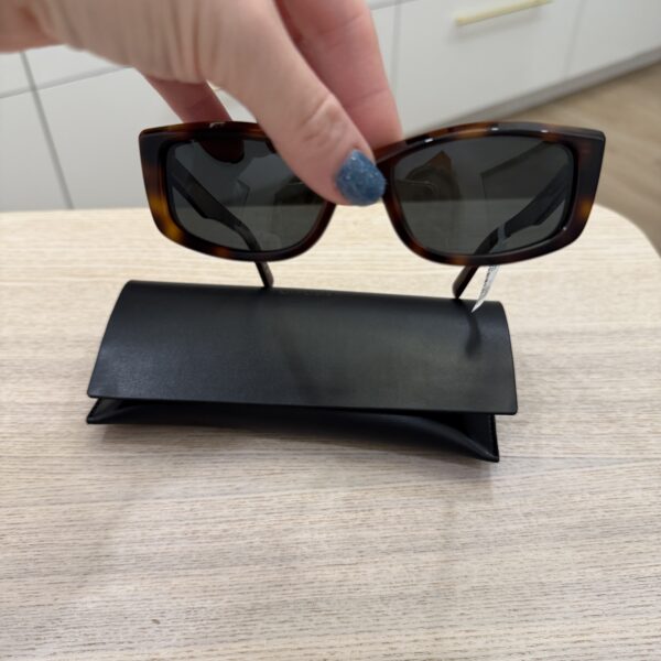 SAINT LAURENT Logo Acetate Cat-Eye Sunglasses SHINY MEDIUM HAVANA