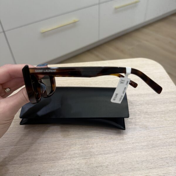 SAINT LAURENT Logo Acetate Cat-Eye Sunglasses SHINY MEDIUM HAVANA