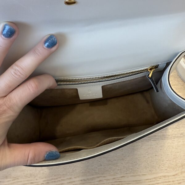 Gucci Calfskin Small Sylvie Shoulder Bag Hibiscus White