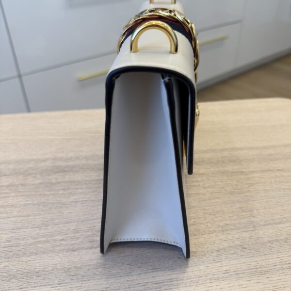 Gucci Calfskin Small Sylvie Shoulder Bag Hibiscus White