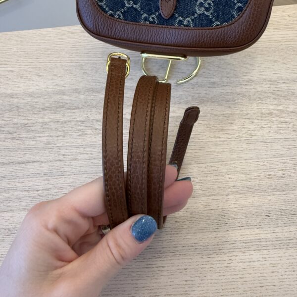 Gucci New Denim GG Monogram Calfskin Mini Jackie 1961 Hobo Blue Tea Cuir