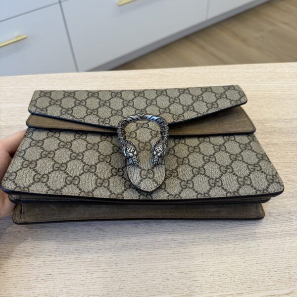 Gucci GG Supreme Monogram Small Dionysus Shoulder Bag Taupe