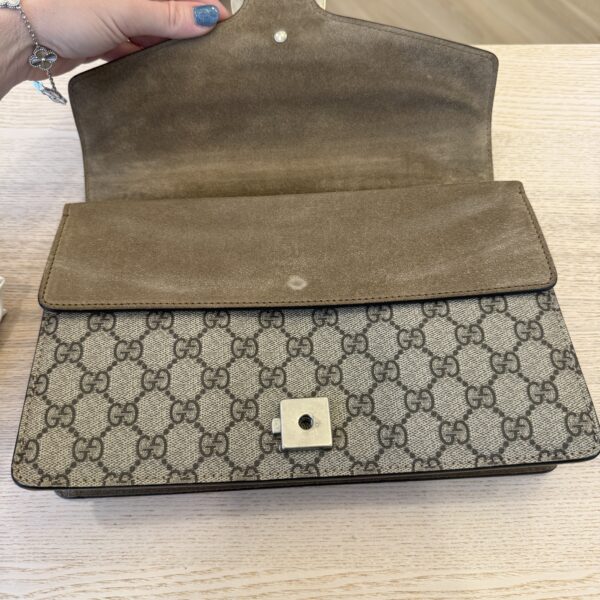 Gucci GG Supreme Monogram Small Dionysus Shoulder Bag Taupe