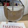 Valentino Mini Logo Signature Grainy Calfskin Hobo Bag Gold