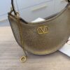 Valentino Mini Logo Signature Grainy Calfskin Hobo Bag Gold